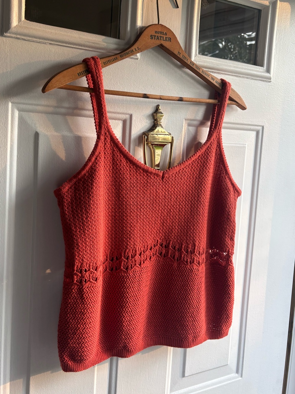 Old Navy Burnt Orange Crochet-Trim Knit 100% Cotton Tank Top Women’s XL